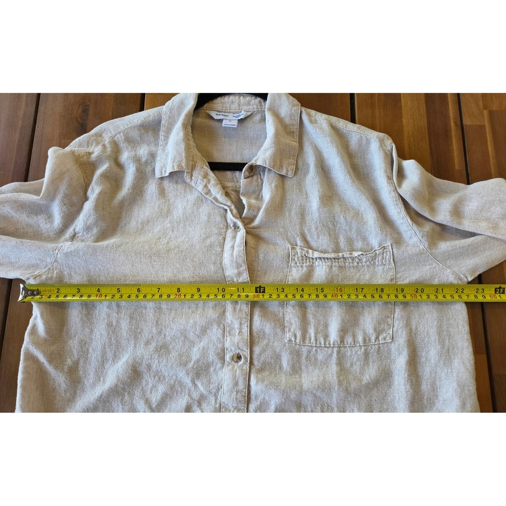 Old Navy The Boyfriend Shirt Linen Blend Sz M Lagenlook Granola Boho Minimalist - Picture 5 of 7